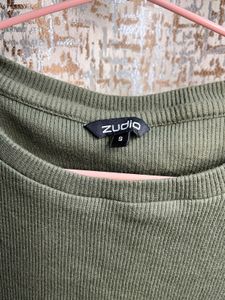Olive Green Ribbed Crop Top
