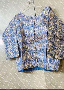 Ethnic Golden Skirt N Blue Top