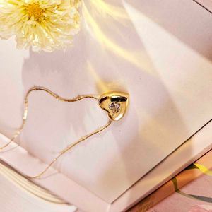 Gorgeous Chunky Golden Heart Pendant Necklace