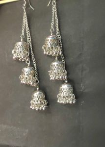 Silver Jhumka Drop Earrings