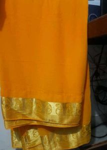Elegant Yellow Saree,encircle pic me raffoo he