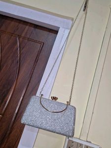 Sparkling Silver Clutch with Handle