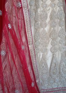 Beautiful Golden Lehnga With Red Dupatta