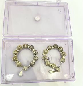 Silver Beaded Bracelet Set With Magnetic Clasp