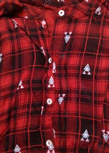 Rust Checkered Flare Shirt