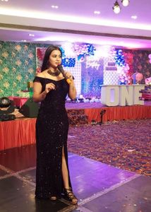 Elegant Black Sequin Slit Gown