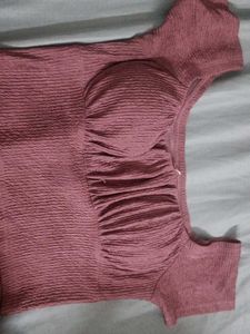 Rose Textured Ruched Crop Top