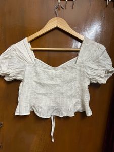 White Ruched Crop Top