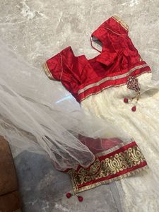 Red &amp; White Lehenga Choli (kids)
