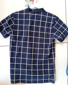 Navy &amp; White Grid Polo Shirt Unused Fresh Piece