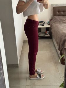 Zara Trafaluc Skinny Jeans, Maroon, Low Rise