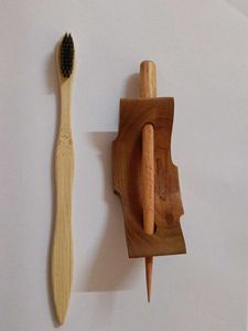 Bamboo Toothbrush & Wooden hair clip