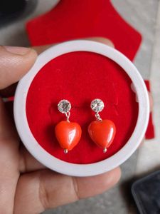 Heart Drop Earrings Silver