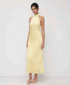 satin silk maxi halterneck dress