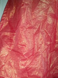 Red &amp; Gold Embellished Dress Material