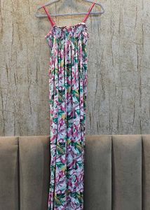 &#34;🌸 Tropical Floral Maxi Dress – Perfect for Beach