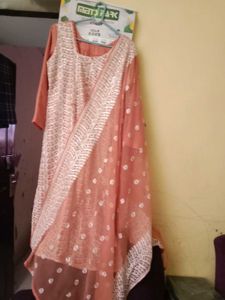 Peach Lace Overlay Dress