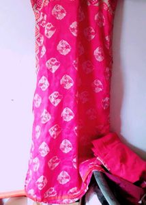 Pink Colour A Line Kurti Silk Blend Size XL
