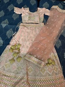 Peach Engagement Lehenga Stitched
