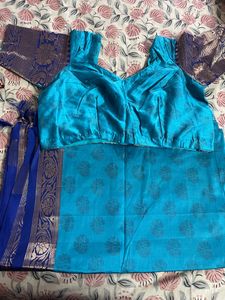 Teal & Blue Silk Saree with Blouse.