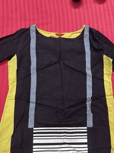 Stylish Black &amp; Yellow Kurta