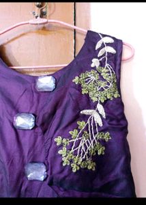 Embroidered Purple Party Gown