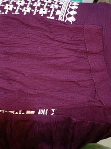Women Purple Silk Embroidered Tunic