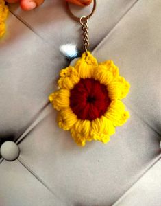 Sunflower Crochet Keychain