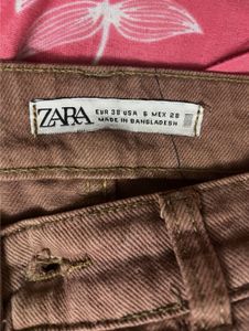 Zara Straight Fit Brown Jeans