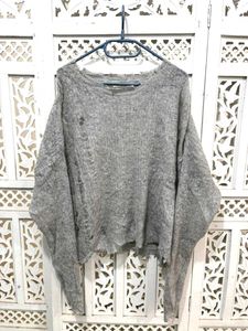✈️ Imported Oversized Distressed Grey Sweater B