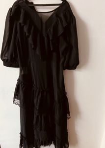 Midi Black Sheer Dress