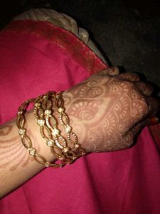 Golden Bangles With White Stone