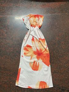 White Hibiscus Design Bodycon Tube Dress