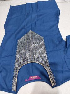 Blue Cotton Blend Palazzos