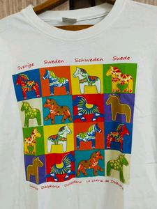 Sweden White Causal Tshirt (L/XL/XXL)