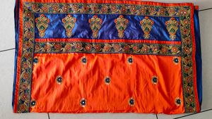 💟 Orange & Blue Saaree 💟