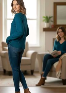 Teal V-Neck Pullover Sweater