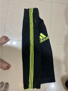 Adidas Original Black Track Pants | Neon Logo