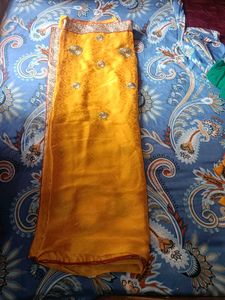 Gold Embellished Saree with Blouse