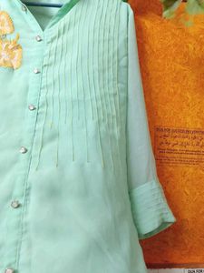 Pakistani Style Green Embroidered Tunic Top