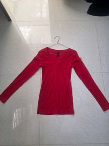 Red Long Sleeve Top