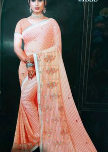 (new)Peach saree with blouse attached
