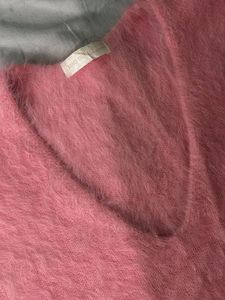 Pink Fuzzy V-Neck Sweater