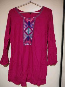 Dark Magenta/ Rose Coloured Short Kurti.