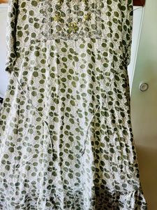 Cream Olive Kurta