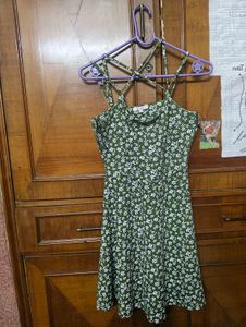 Green Floral Sundress, with criss cross bac