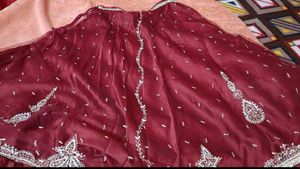 Red Velvet Embellished Blouse