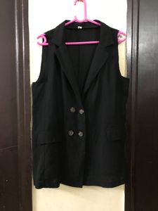 Black Sleeveless Blazer Fits S-M