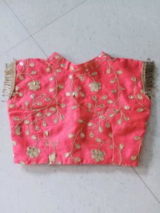 Pink Floral Embroidered Blouse