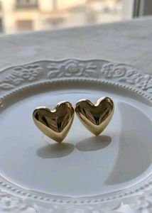 Golden Heart Stud Earrings New With Tags